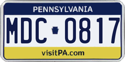 PA license plate MDC0817
