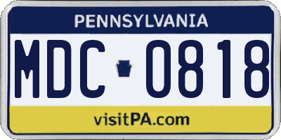 PA license plate MDC0818