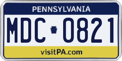 PA license plate MDC0821