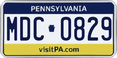PA license plate MDC0829