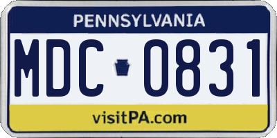 PA license plate MDC0831
