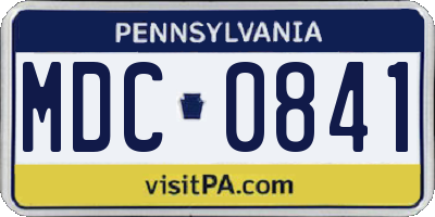 PA license plate MDC0841
