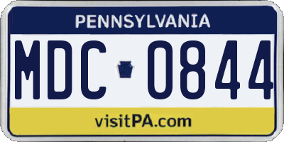 PA license plate MDC0844