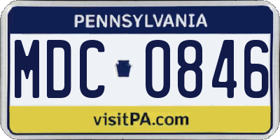 PA license plate MDC0846