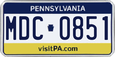 PA license plate MDC0851