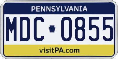 PA license plate MDC0855