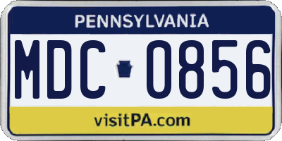 PA license plate MDC0856