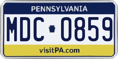 PA license plate MDC0859