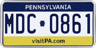 PA license plate MDC0861