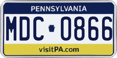 PA license plate MDC0866