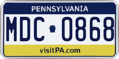 PA license plate MDC0868