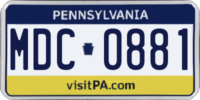 PA license plate MDC0881