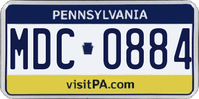 PA license plate MDC0884