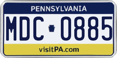 PA license plate MDC0885