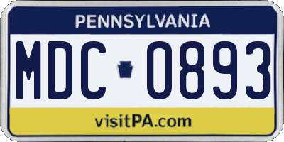 PA license plate MDC0893