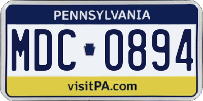 PA license plate MDC0894