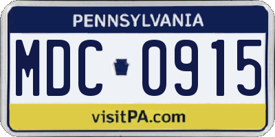 PA license plate MDC0915