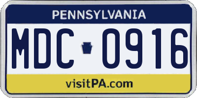 PA license plate MDC0916
