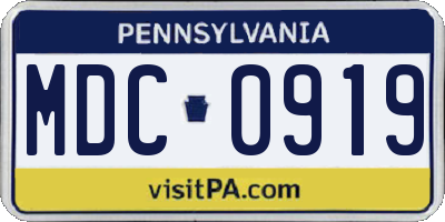 PA license plate MDC0919