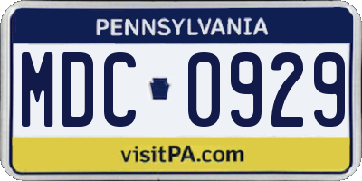 PA license plate MDC0929