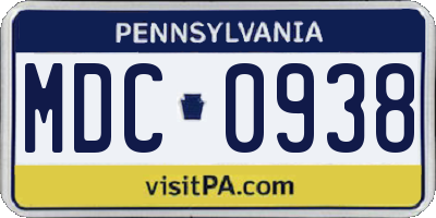 PA license plate MDC0938