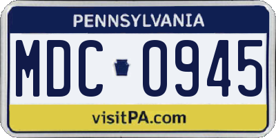 PA license plate MDC0945