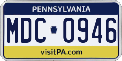 PA license plate MDC0946