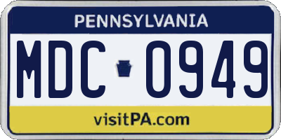 PA license plate MDC0949