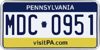 PA license plate MDC0951
