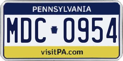 PA license plate MDC0954