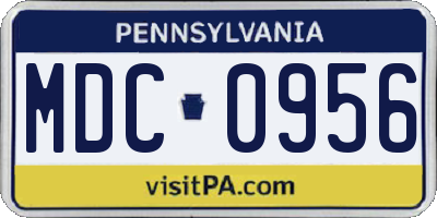 PA license plate MDC0956