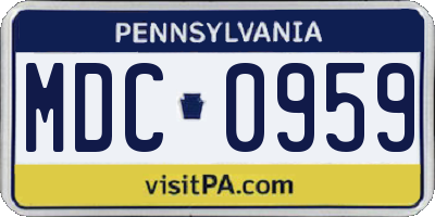 PA license plate MDC0959