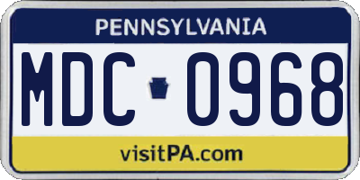 PA license plate MDC0968