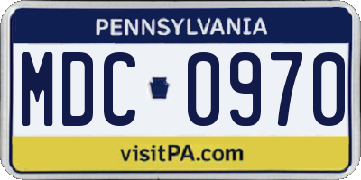 PA license plate MDC0970