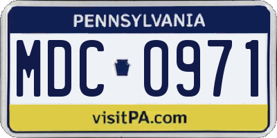 PA license plate MDC0971