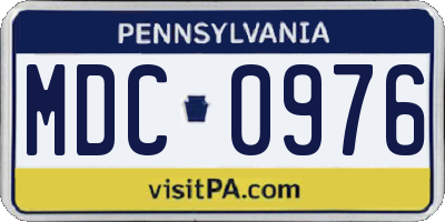 PA license plate MDC0976