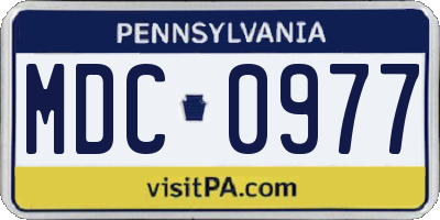 PA license plate MDC0977