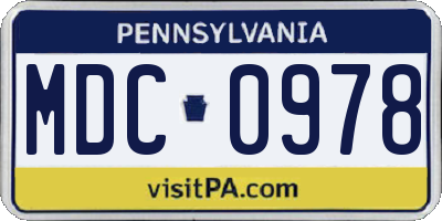 PA license plate MDC0978