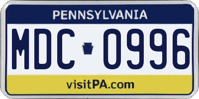 PA license plate MDC0996