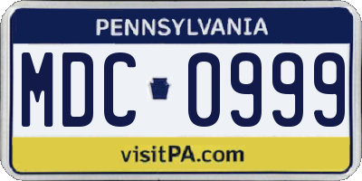PA license plate MDC0999