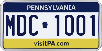 PA license plate MDC1001