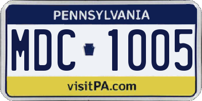 PA license plate MDC1005