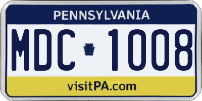 PA license plate MDC1008