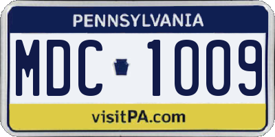 PA license plate MDC1009