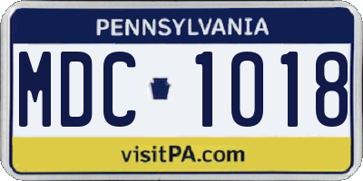 PA license plate MDC1018