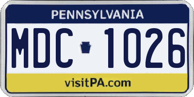 PA license plate MDC1026
