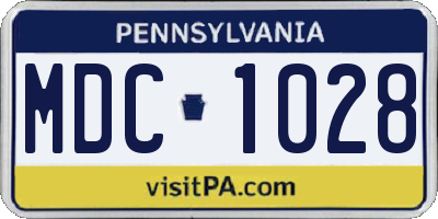 PA license plate MDC1028