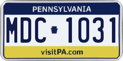 PA license plate MDC1031