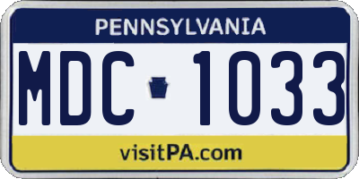 PA license plate MDC1033