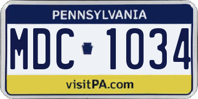 PA license plate MDC1034